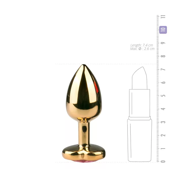 Easytoys - dop anal metalic - cu cristal roz auriu - 2,5cm