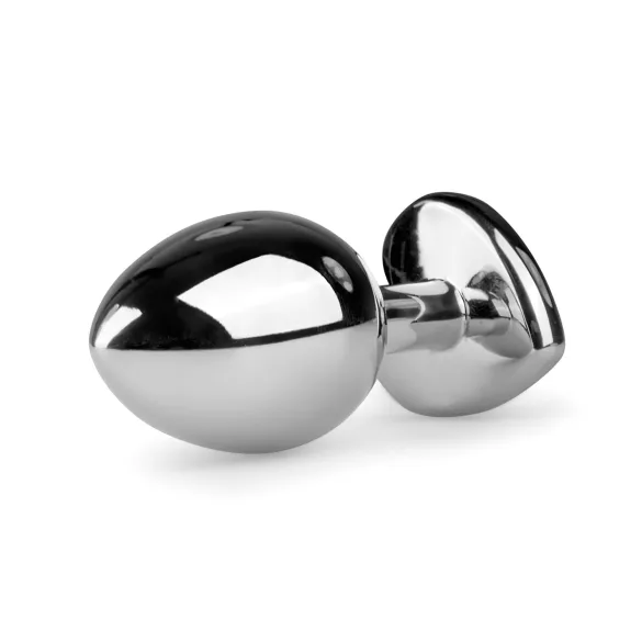 Easytoys - dop anal metalic inimă - piatră albă - argintiu