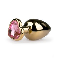   Easytoys Metal No.8 - dildo anal cu baza în formă de inimă - auriu-roz (3,5cm)