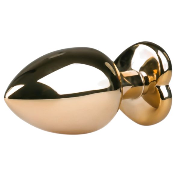 Easytoys - dop anal metalic cu bază inimă - auriu-roz 3,5 cm