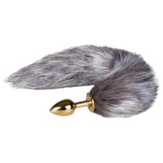   Easytoys Fox NO5 - dop anal metalic cu coadă de vulpe - auriu-argintiu