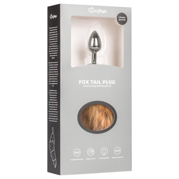 Easytoys Fox NO1 - plug anal metalic cu coadă de vulpe - argintiu-roșu