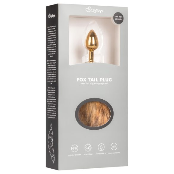 Easytoys Fox NO1 - butt plug metalic cu coadă de vulpe - auriu-roșu