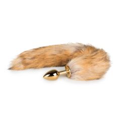   Easytoys Fox NO1 - dildo anal din metal cu coada de vulpe (auriu-roșu)