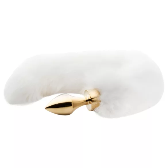 Easytoys - butt plug metalic cu coadă de vulpe - auriu/alb