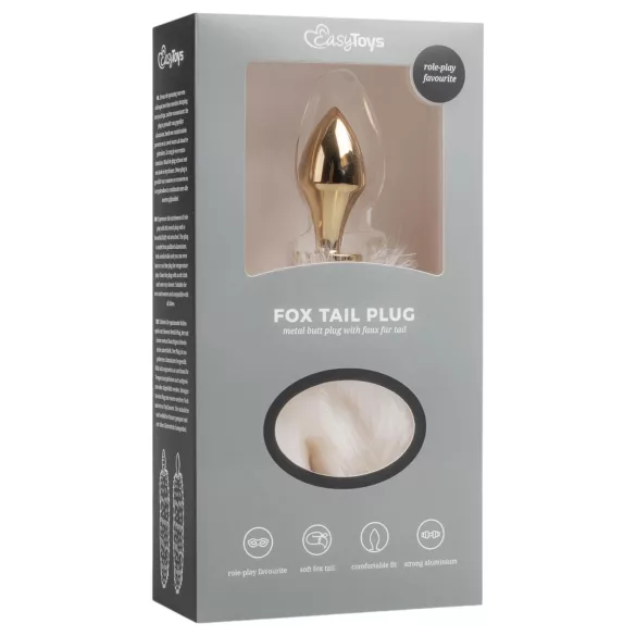 Easytoys - butt plug metalic cu coadă de vulpe - auriu/alb