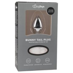   Easytoys Bunny NO1 - butt plug metalic cu coadă de iepuraș - argintiu/alb