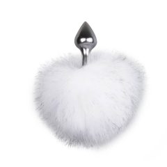   Easytoys Bunny NO1 - dildo anal din metal cu coadă de iepure (argintiu-alb)