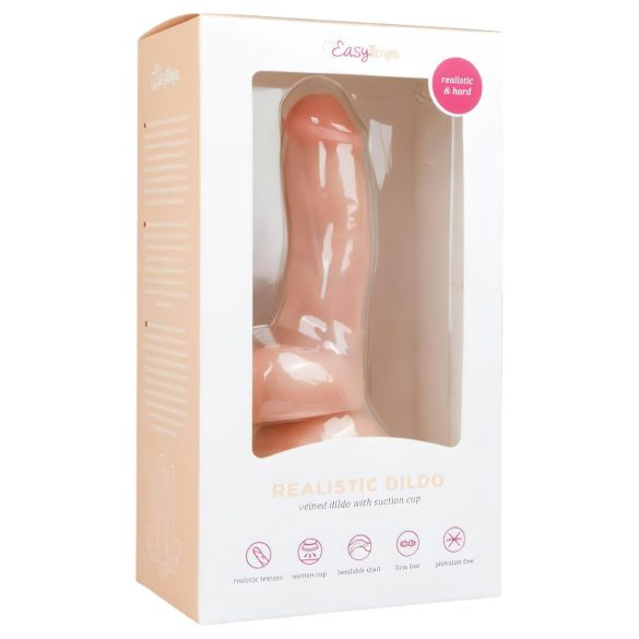 Easytoys - dildo cu ventuză și testicule - 15 cm - culoare naturală