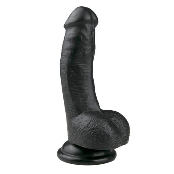 Easytoys - dildo cu ventuză și testicule (15cm) - negru