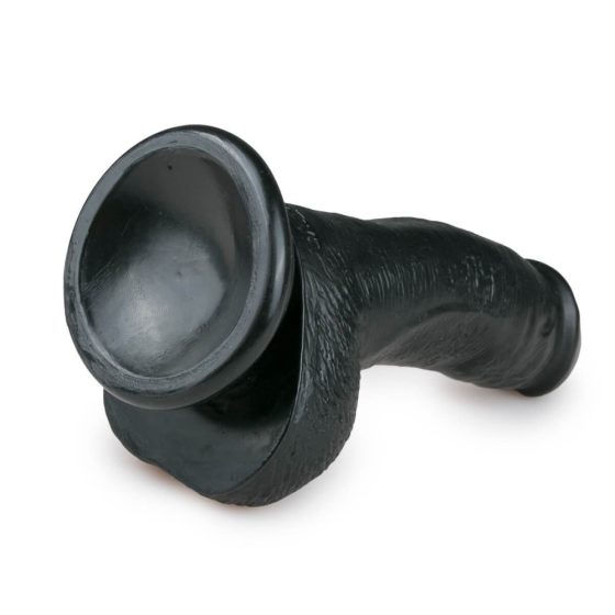Easytoys - dildo cu ventuză și testicule (15cm) - negru