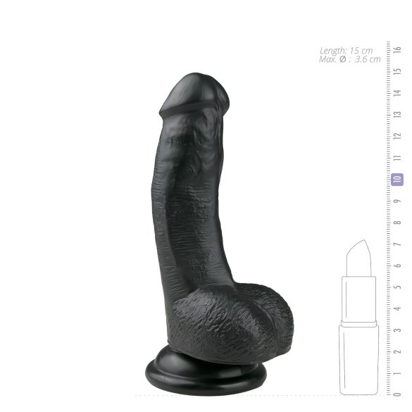 Easytoys - dildo cu ventuză și testicule - 15cm - negru