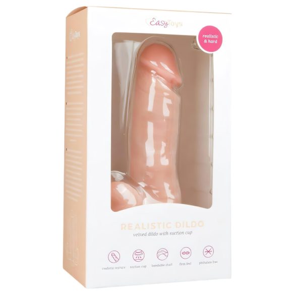 Easytoys - dildo cu ventuză, cu testicule - 17,5cm - culoare naturală