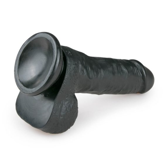 Easytoys - dildo cu ventuză și testicule (17,5 cm) - negru