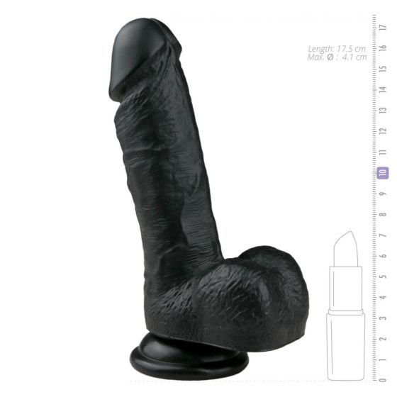 Easytoys - dildo cu ventuză și testicule (17,5 cm) - negru