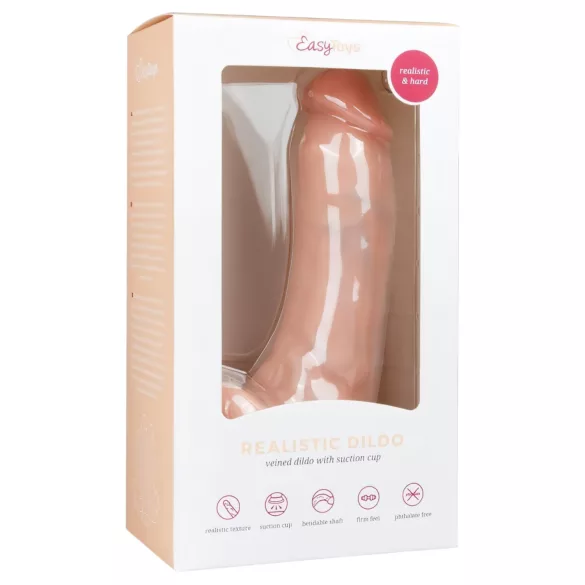 Easytoys - dildo cu ventuză și testicule - 20cm - culoare naturală