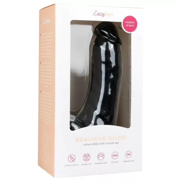 Easytoys - dildo cu ventuză și testicule - 20cm - negru