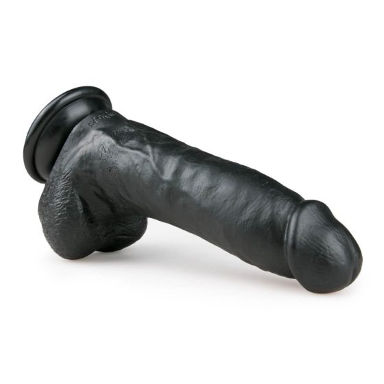 Easytoys - dildo cu ventuză și testicule (20cm) - negru