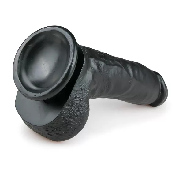 Easytoys - dildo cu ventuză și testicule - 20cm - negru