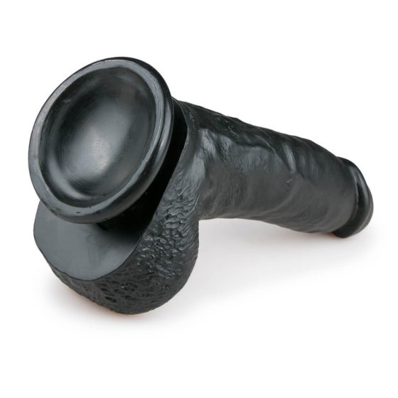 Easytoys - dildo cu ventuză și testicule (20cm) - negru