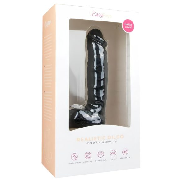 Easytoys - dildo cu ventuză și testicule - 22,5 cm - negru
