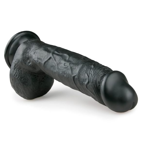 Easytoys - dildo cu ventuză și testicule - 22,5 cm - negru