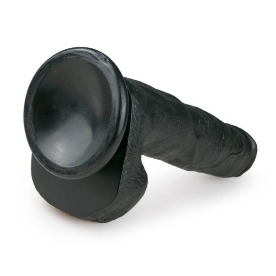 Easytoys - dildo cu ventuză și testicule (22,5cm) - negru