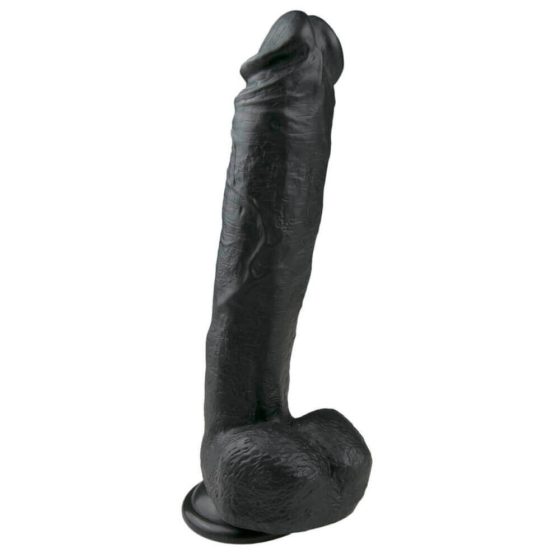 Easytoys - dildo mare cu ventuză și testicule (26,5cm) - negru