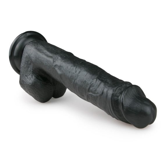 Easytoys - dildo mare cu ventuză și testicule (26,5cm) - negru