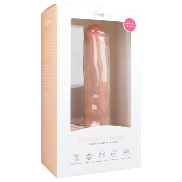 Easytoys - dildo mare cu ventuză și testicule (29,5cm) - culoare naturală