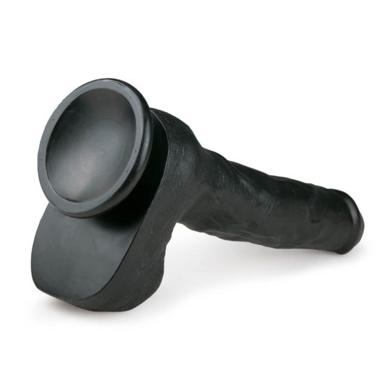 Easytoys - dildo mare cu ventuză și testicule (29,5cm) - negru