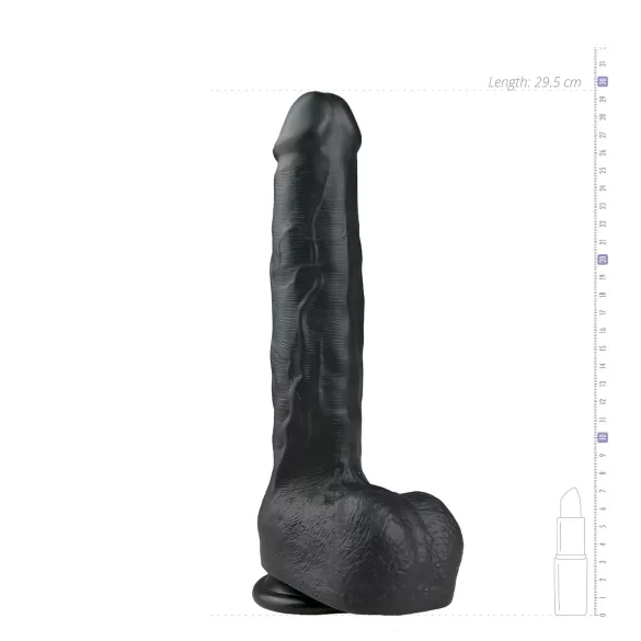 Easytoys - dildo mare cu testicule și ventuză - 29,5 cm - negru