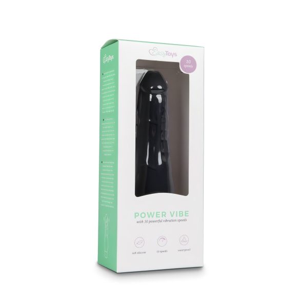 Easytoys - vibrator penis normal cu vibrații - silicon negru