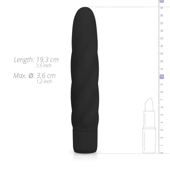 Easytoys Power Vibe - vibrator tip baghetă răsucită - silicon negru