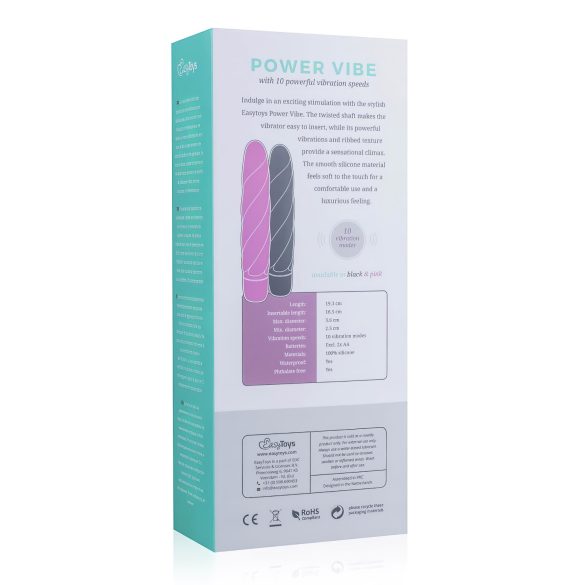 Easytoys Power Vibe - vibrator tip baghetă răsucită - silicon negru