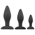 Easytoys Rocket - set plug anal - 3 bucăți - silicon negru