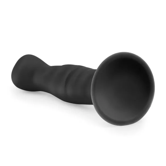 Easytoys - dildo anal cu ventuză - texturat - silicon negru 14cm