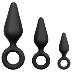 Easytoys - set plug anal cu inel - 3 piese - negru