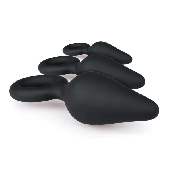 Easytoys - set plug anal cu inel - 3 piese - negru
