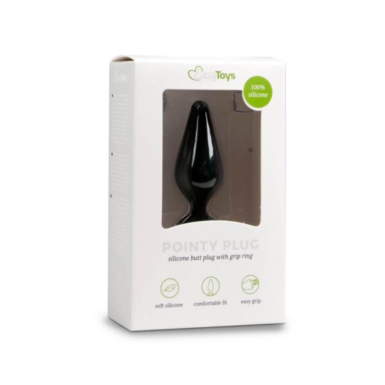 Easytoys Pointy Plug - dildo anal cu inel de tragere - marime medie (negru)