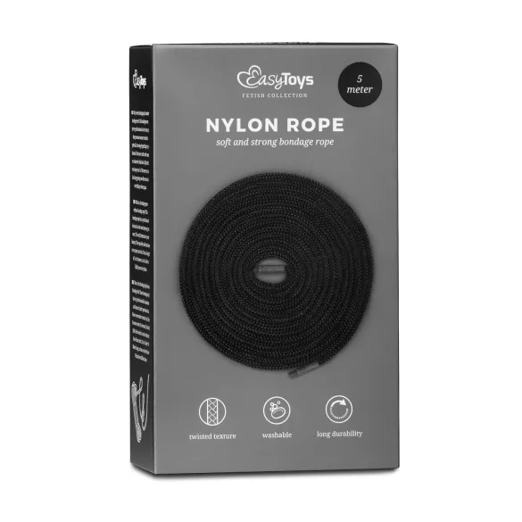 Easytoys Rope - funie de bondage (5 m, neagră)
