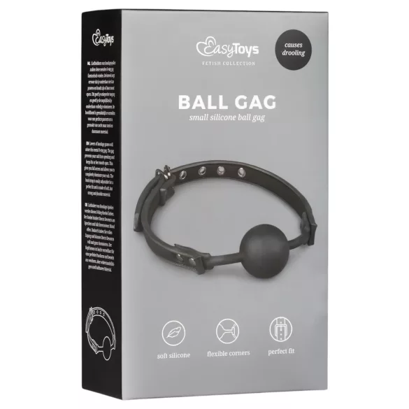EasyToys - bâtă cu bile de silicon pentru gură (negru)