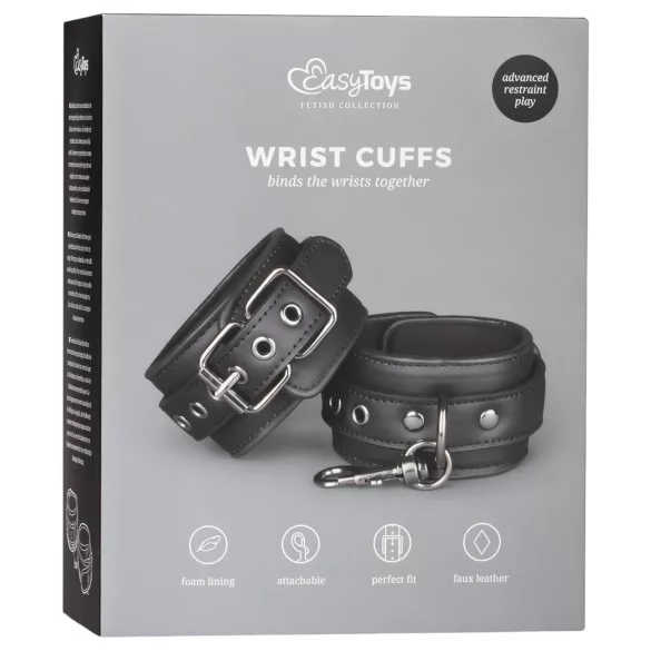 Easytoys - cătușe din piele ecologică - negru