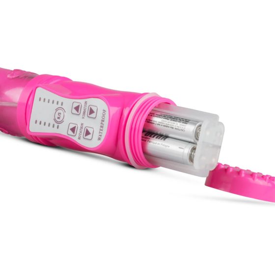 Easytoys - Vibrator cu perle rotative, impulsuri, și braț pentru clitoris (roz)