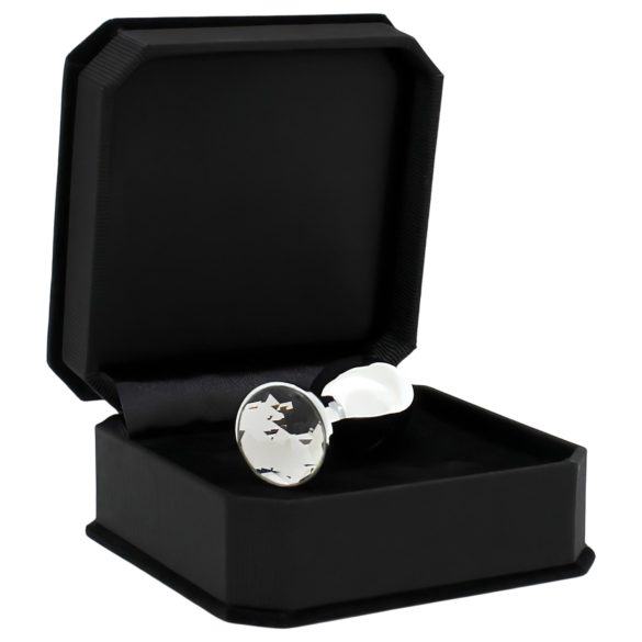 Rimba XS - butt plug metalic cu piatră transparentă - argintiu