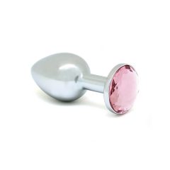 Rimba XS - dildo anal metalic cu pietricică roz (argintiu)