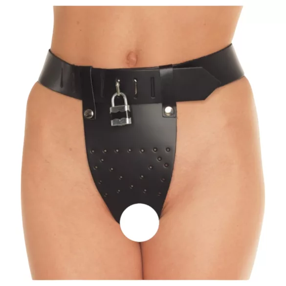 Rimba - curea cu deschidere din piele (negru) - M/L