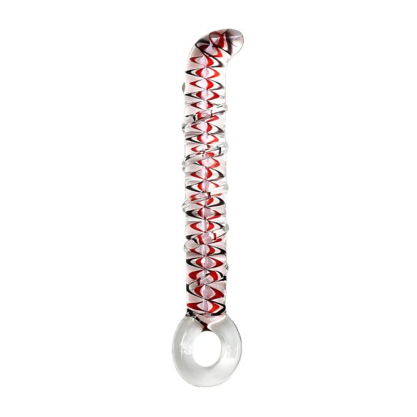 Rimba Sammy - Dildo din sticlă pentru punctul G (transparent cu model)