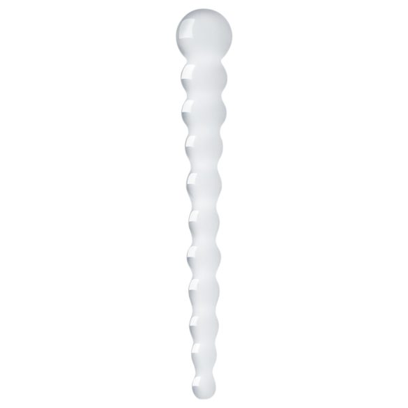 Gildo Glass No. 20 - dildo din sticlă cu textură perlată - transparent