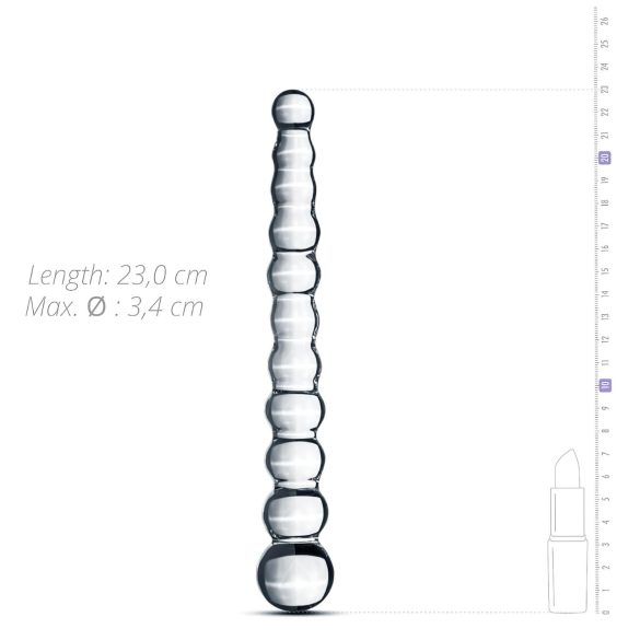 Gildo Glass No. 20 - dildo din sticlă cu textură perlată - transparent
